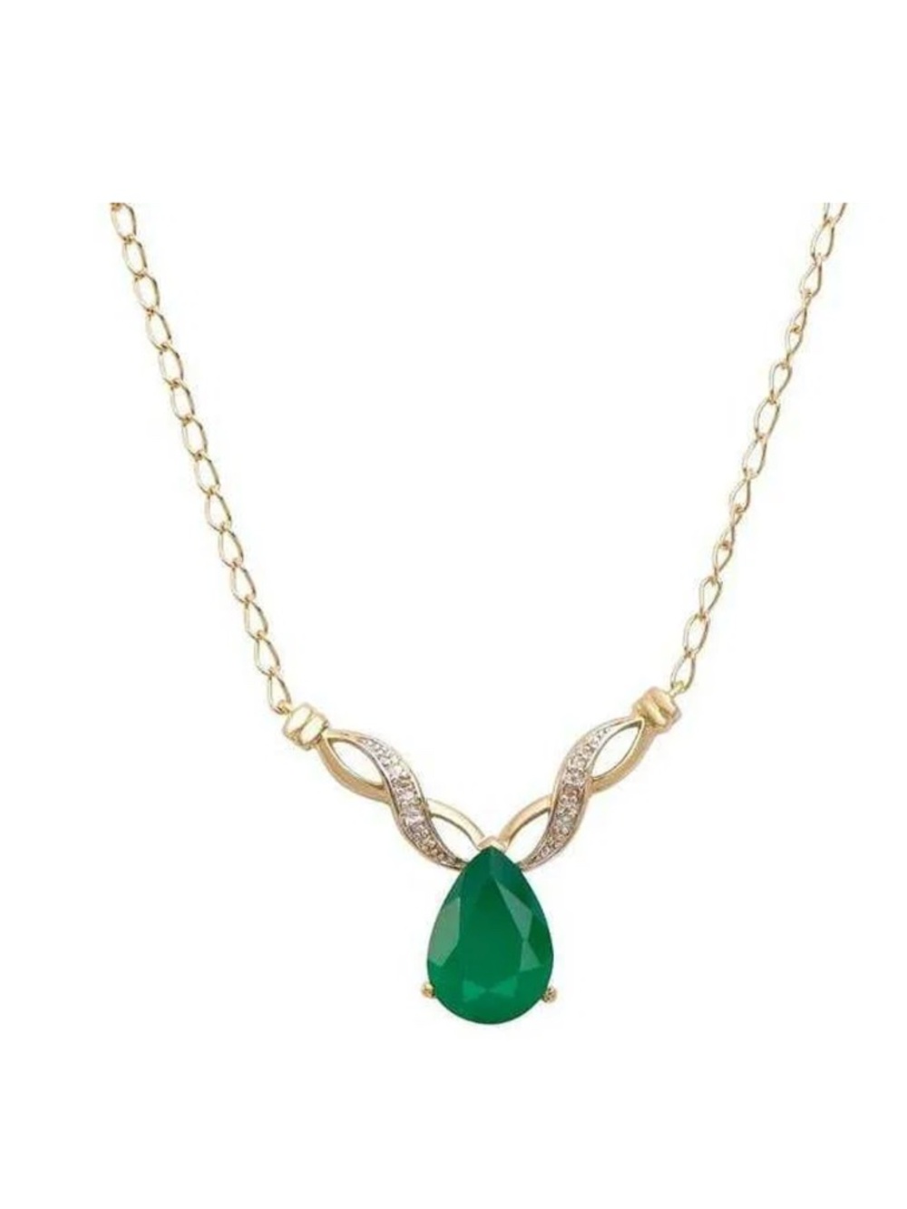 3.66 Cts Green Agate & Diamond 18KGP Designer Necklace